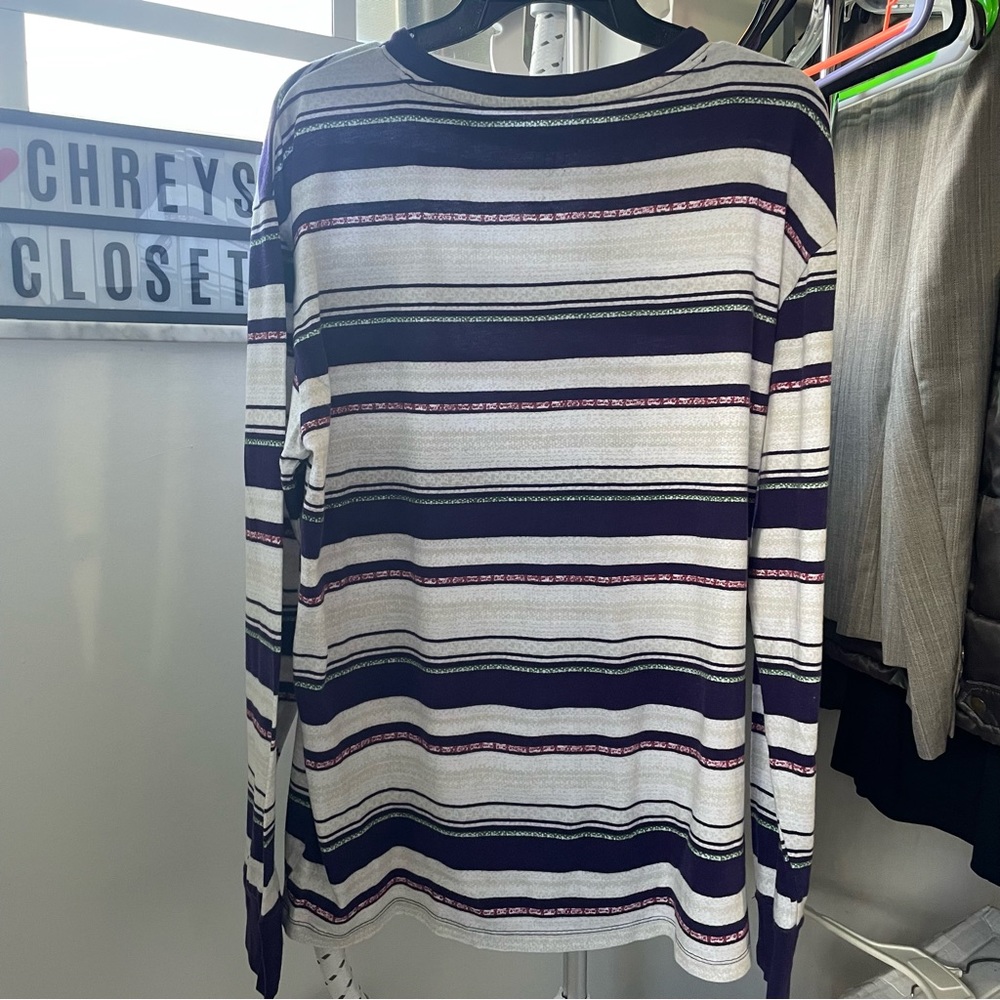 Mens long sleeve striped shirt Original Use purple green white